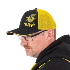 BLACK CAT BLACK AND YELLOW TRUCKER CAP