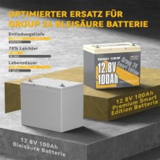 POW12V100AHSMA Powerqueen 12V 100AH  Smart  Group 24